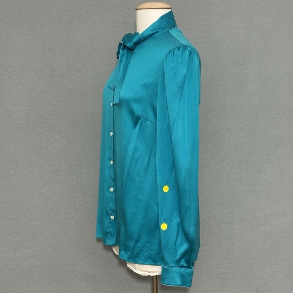 Dolce & Gabbana Women Top 46 IT 10 US Blue Silk Satin Secretary Self Tie Classic - Picture 8 of 16